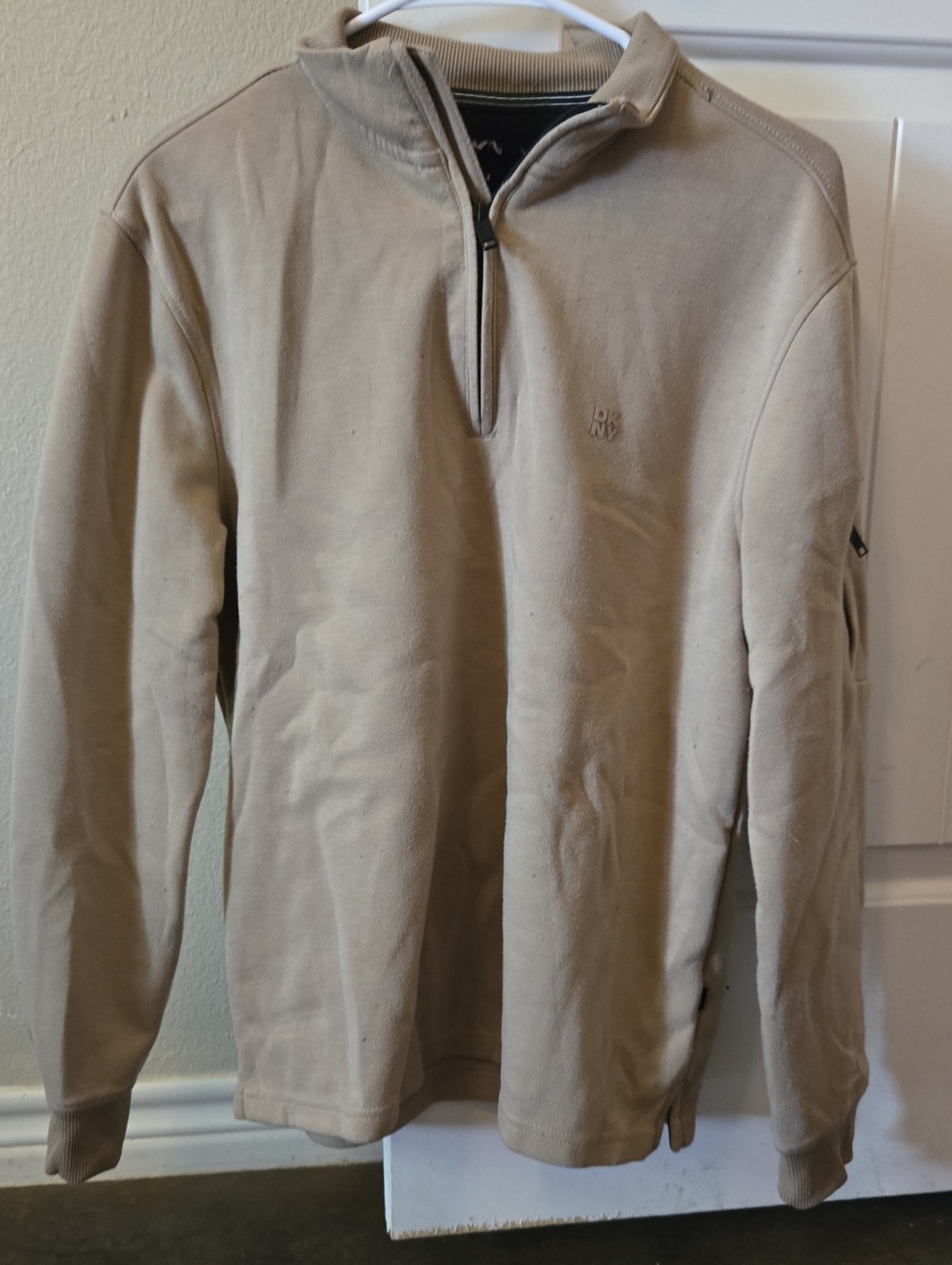 DKNY Men's Zip-Neck Sweater in Tan
